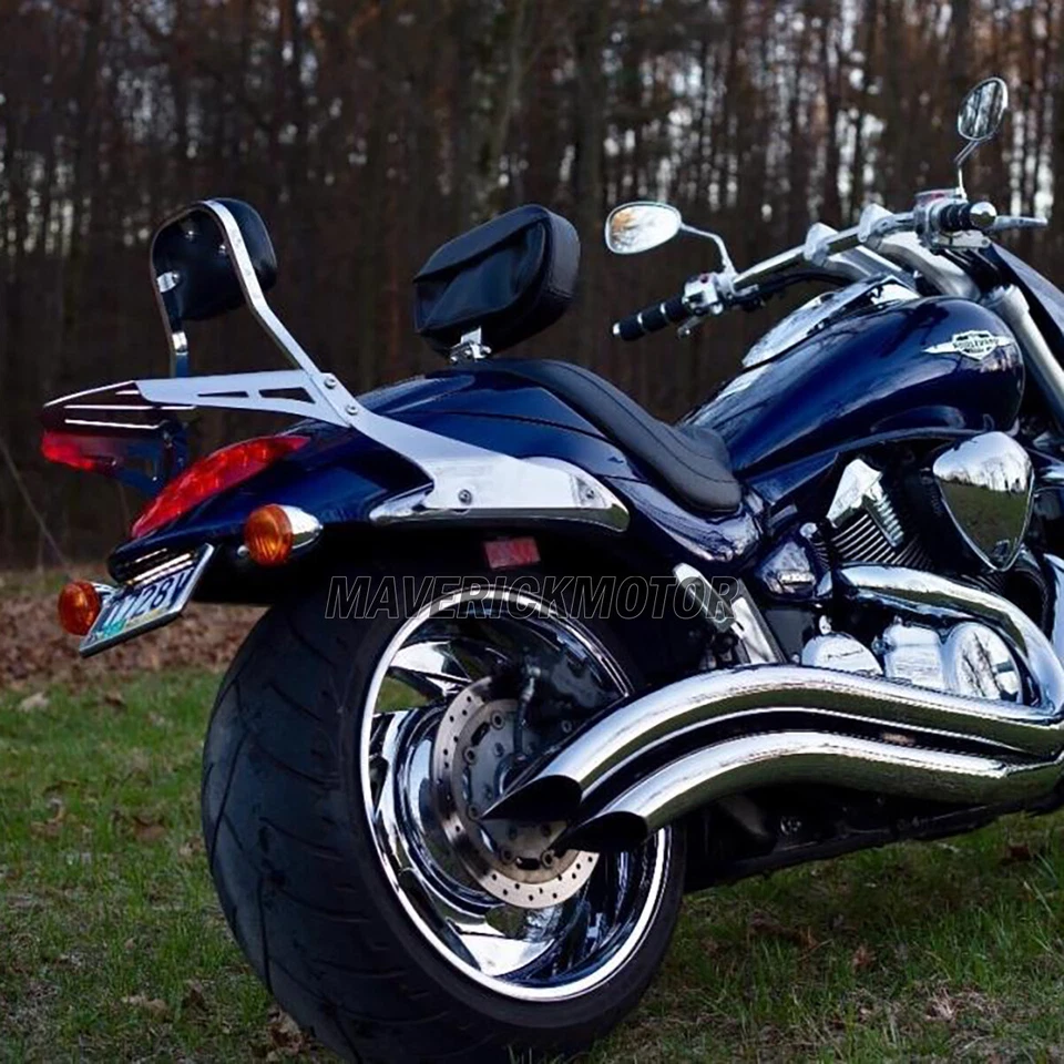 Respaldo cromado barra Sissy con portaequipajes para Suzuki Boulevard M109R 2006-2023 Foto 2 de 4