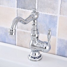 Polished Chrome Bathroom Kitchen Bar Vessel Sink Swivel Faucet Mixer Tap ssf674