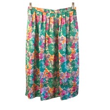 Vintage Anne Crimmins for Umi Collections 100 Silk Floral Skirt Sz10