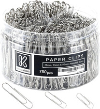 750 Paper Clips Assorted Sizes Small, Medium and Large Paper Clips for Paperw...