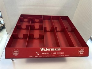 Vintage Red Metal Waterman's Cartridge and Refill Display Organizer Tray. Empty