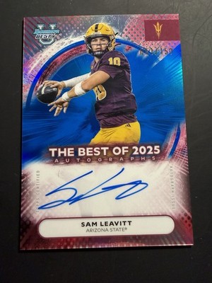 2025 Bowman Best U Sam Leavitt The Auto Blue Refractor #/150 Sun Devils