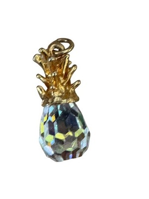 Gold Plated Crystal Pineapple Charm Pendant 1 1/4''