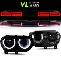 Vland Led Headlightsred Taillights For 2008-2014 Dodge Challenger Wsequential