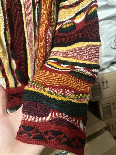 Maglione pullover 3D vintage colorato stile Baucci Coogi bottoni XL - Foto 4 di 6
