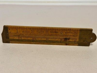 Vintage Lufkin No 372 Boxwood Folding Ruler Brass Fittings Made in USA