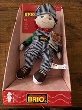 BRIO Vintage Plush Boy Railroad Engineer Conductor Doll, 12" NEW