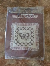 Vintage Candlewicking Stenciled Brown Butterfly Pillow Kit MH Designer Series