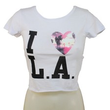 T-SHIRT DONNA DIMENSIONE DANZA MAGLIA CORTA MAGLIETTINA I LOVE L.A. BIANCO TG XL