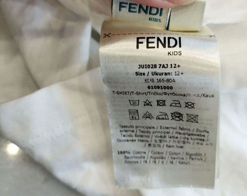 USED FENDI 12+ LOGO T-SHIRT, COTTON, WHITE GOOD - Afbeelding 7 van 8