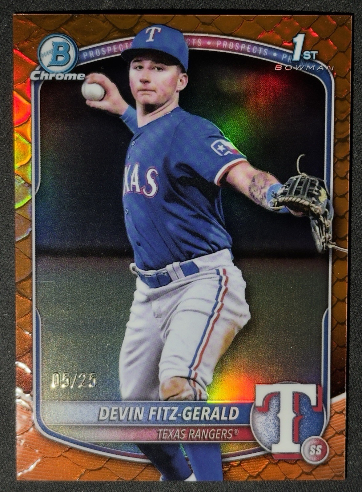2025 Bowman Chrome 1st Orange Reptilian Refractor /25 Devin Fitz-Gerald #BCP-158