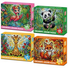 4-Pack 100 Piece Puzzles for Kids Ages 4-8 6-8 8-10, Panda Giraffe Kids Puzzl...