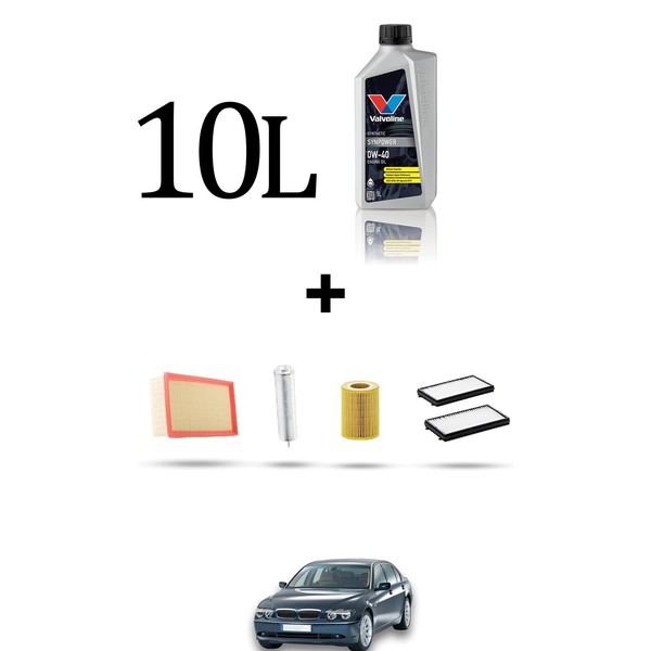 Hoffcar Wartungskit 4 Filter Und 10L ÖL FüR Bmw Serie 7 (E65,E66) 740D 190Kw D-image