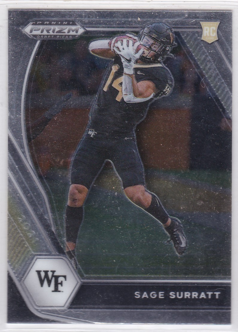2021 Prizm Draft Picks Football Sage Surratt RC #134 Wake Forest