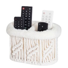 Remote Control Holder, Woven Plush Lined TV Remoter Holder Caddy