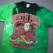 47 Vintage Tubular Santa North Pole Hockey Goalie Tie Dye Graphic TShirt Adult L