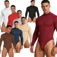 Men Athletic Sports Bodysuit One Piece Thongs Leotard Gym Rompers Undershirts