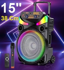 CASSA BLUETOOTH AMPLIFICATA 400W WOOFER 15" 38 CM RICARICABILE + MICROFONO WIREL