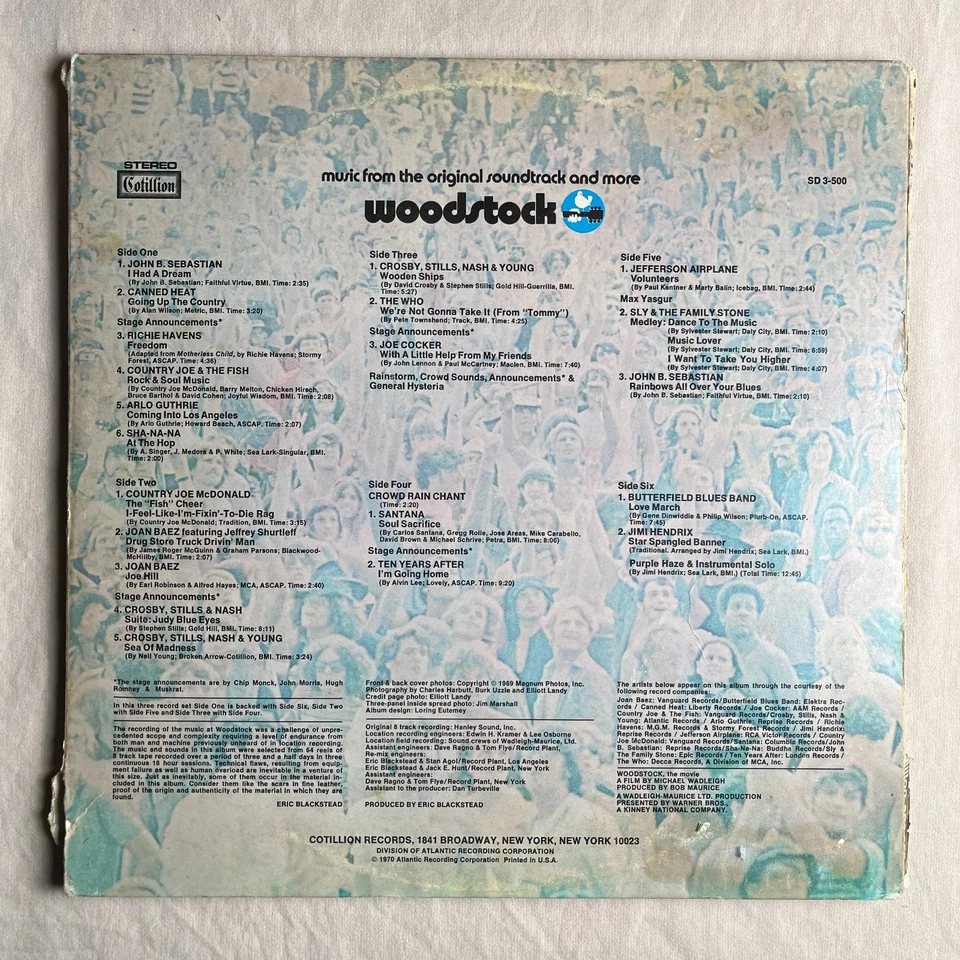 VARIOUS Woodstock (Soundtrack) 1970 Vinyl 3xLP Cotillion SD 3-500 - VG - Image 2 of 4