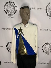 Royal Blue, White and Gold Marching Band Jacket Size 40 XLong - Authentic