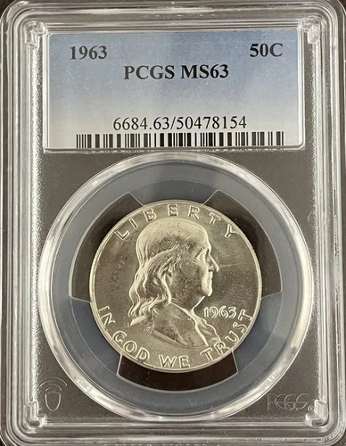 1963 P Franklin Silver Half Dollar PCGS 50C MS63