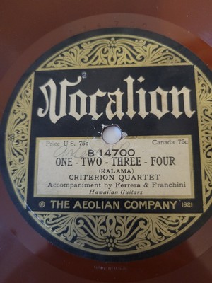 Criterion Quartet   One-Two-Three-Four / Coral Sands 78 RPM 1921 Vocalion