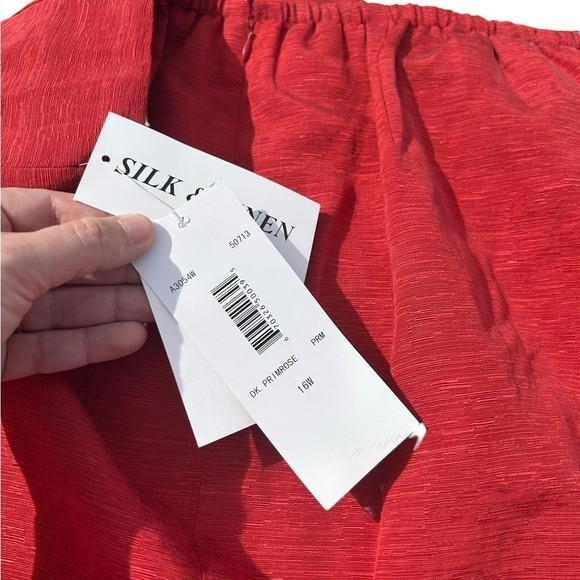 TRAVIS AYERS DK Primrose Silk Linen Blend Pleated A-Line Skirt Size 16W NWT