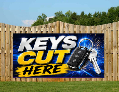Schlüssel Schneiden PVC Vinyl Banner Outdoor Laden Schild Schlosser Geschäft Ösen