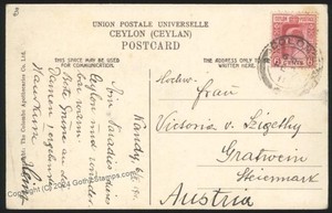 British 1903 Ceylon Colombo Tea Carts Edward VII Cover Gratwein Austria 112388