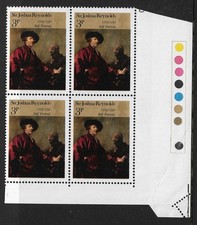 GB 1973 sg931 Dipinti 4Blocchi Carta Piega Margine Errore Errore Difetti MNH B458