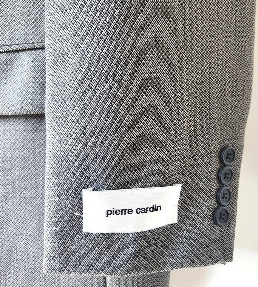 Nuevo con etiquetas Traje Piere Cardin 100% Lana Worsted Gris Jaspeado Chaqueta 44S | Pantalones 38W Nuevo Foto 4 de 4