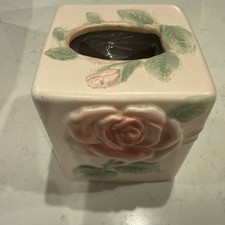 Vintage Fitz And Floyd Blushing Rose 3-D Tissue Box Cover 1987