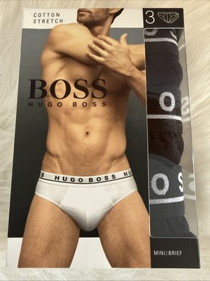 Hugo Boss $42 NEW Mini Brief XL Cotton Stretch Black 3 Pack underwear
