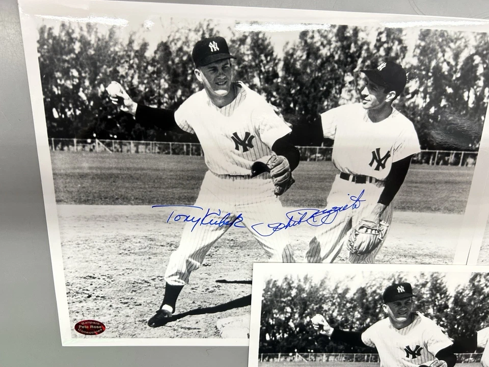 Lote de (3) fotos firmadas automáticamente 8x10 de TONY KUBEK PHIL RIZZUTO NEW YORK YANKEES Salón de la fama Foto 2 de 4