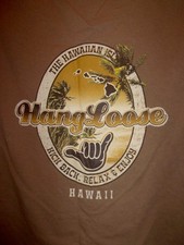 Hawaii Hang Loose tan L t shirt