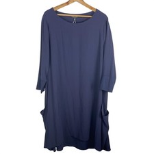 Eileen Fisher Bateau 100% Silk Georgette Crepe Midi Dress Flowy Size Large (NWT)