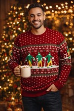 Elf Movie Buddy the Elf Ugly Christmas Sweate r Red Fair Isle Adult L