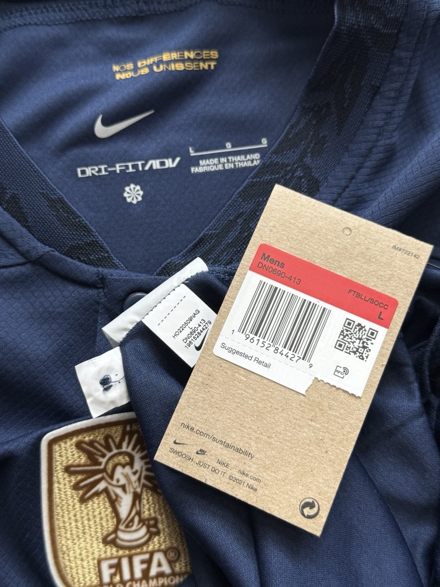 2022 France Home Jersey #10 Mbappe Large Nike World Cup Final