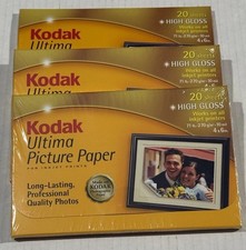 New Kodak Ultima Picture Paper for Inkjet Printers 20 - 4x6  ColorLast Lot Of 3