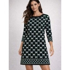 White House Black Market Green Geometric Diamond Print Matte Jersey Dress S