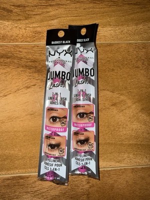 NYX Jumbo Lash 2-in-1 Liner & Lash Adhesive Baddest Black Lot of 3 New