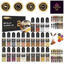 Artisan 24-Color Metallic Alcohol Ink Set - 10ml Bottles for Stunning Creations