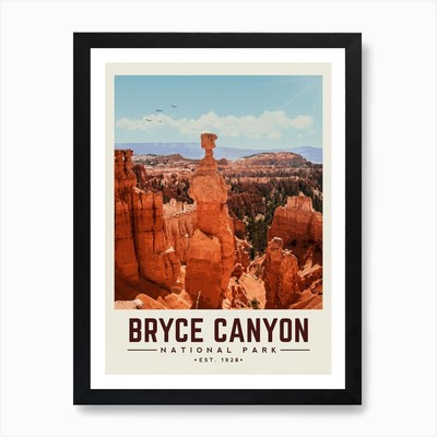 Bryce Canyon Minimalist Travel Post Framed Wall Art Poster Canvas Print Picture