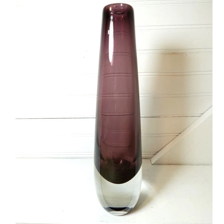Vintage Vase lila Träne mundgeblasen Kunstglas MCM