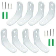 8 PCS 2x2 Inch Heavy Duty White L Brackets 90 Degree Wall Mount Shelf Support