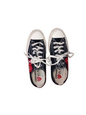 Black Heart Logo Comme Des Garcons  Converse Black Low Top Platform Sz 8 Unisex