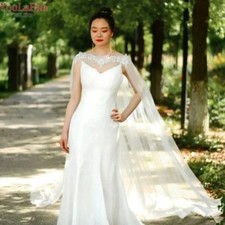  ON SALE Beautiful Long Lace Wedding Cape Crystal Bead Wedding Cape
