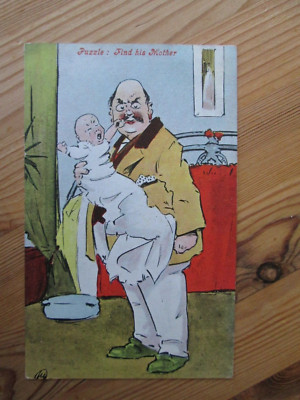 Comic Postkarte - Puzzle: Finde seine Mutter (unbespielt) Baby