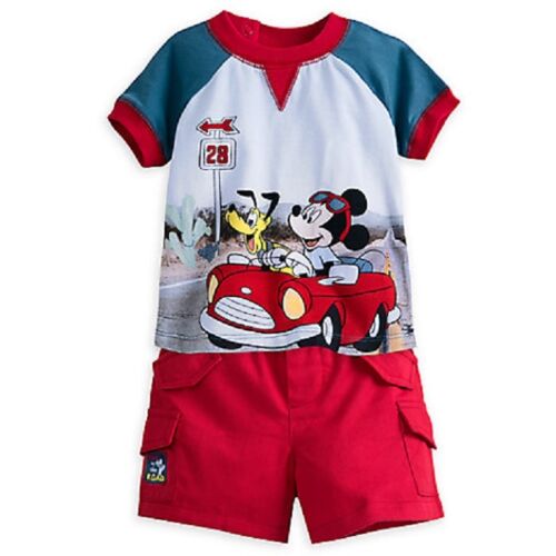 DISNEY STORE MICKEY MOUSE SHORTS SET BABY RAGLAN TEE COORDINATION CARGO SHORTS - Picture 1 of 3