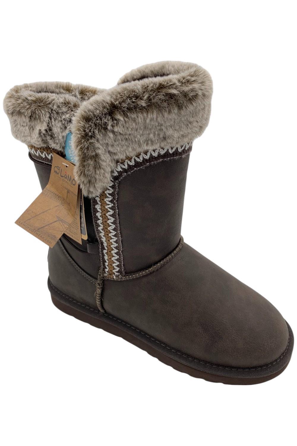 Короткие зимние сапоги Alma Chocolate с меховой подкладкой из Ламо